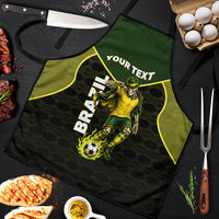 Personalized Brazil Football Apron Gothic Skull Skeleton Mascot Flaming Soccer Ball