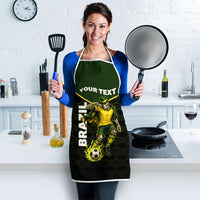 Personalized Brazil Football Apron Gothic Skull Skeleton Mascot Flaming Soccer Ball