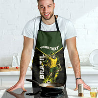 Personalized Brazil Football Apron Gothic Skull Skeleton Mascot Flaming Soccer Ball