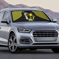 Personalized Brazil Football Auto Sun Shade Gothic Skull Skeleton Mascot Flaming Soccer Ball
