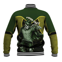 Personalized Brazil Football Baseball Jacket Gothic Skull Skeleton Mascot Flaming Soccer Ball