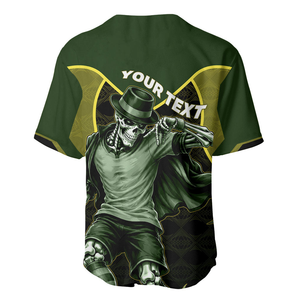 Personalized Brazil Football Baseball Jersey Gothic Skull Skeleton Mascot Flaming Soccer Ball