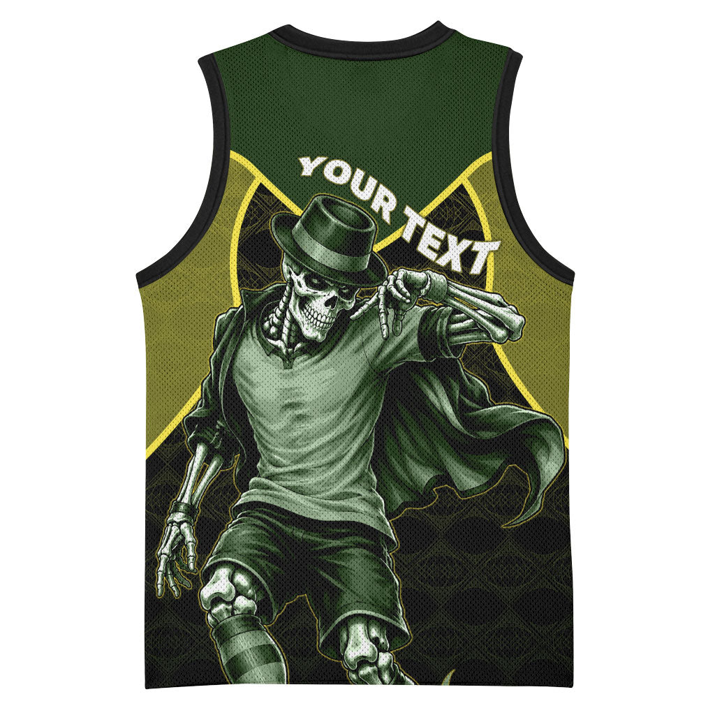 Personalized Brazil Football Basketball Jersey Gothic Skull Skeleton Mascot Flaming Soccer Ball
