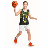 Personalized Brazil Football Basketball Jersey Gothic Skull Skeleton Mascot Flaming Soccer Ball