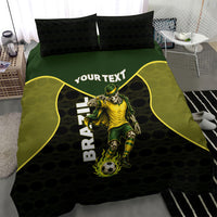Personalized Brazil Football Bedding Set Gothic Skull Skeleton Mascot Flaming Soccer Ball