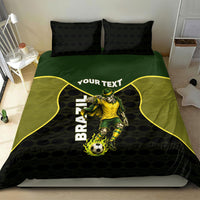 Personalized Brazil Football Bedding Set Gothic Skull Skeleton Mascot Flaming Soccer Ball