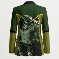Personalized Brazil Football Blazer Gothic Skull Skeleton Mascot Flaming Soccer Ball