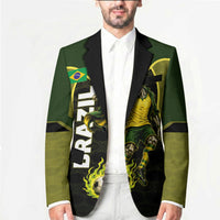 Personalized Brazil Football Blazer Gothic Skull Skeleton Mascot Flaming Soccer Ball