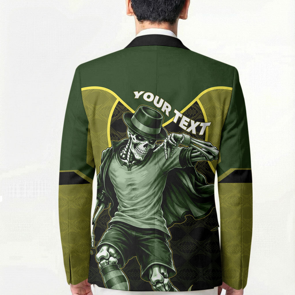 Personalized Brazil Football Blazer Gothic Skull Skeleton Mascot Flaming Soccer Ball