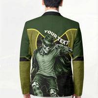 Personalized Brazil Football Blazer Gothic Skull Skeleton Mascot Flaming Soccer Ball
