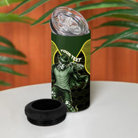 Personalized Brazil Football 4 in 1 Can Cooler Tumbler Gothic Skull Skeleton Mascot Flaming Soccer Ball