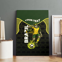 Personalized Brazil Football Canvas Wall Art Gothic Skull Skeleton Mascot Flaming Soccer Ball