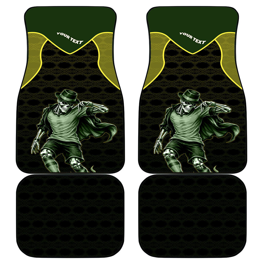 Personalized Brazil Football Car Mats Gothic Skull Skeleton Mascot Flaming Soccer Ball