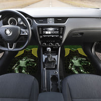 Personalized Brazil Football Car Mats Gothic Skull Skeleton Mascot Flaming Soccer Ball