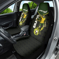 Personalized Brazil Football Car Seat Cover Gothic Skull Skeleton Mascot Flaming Soccer Ball