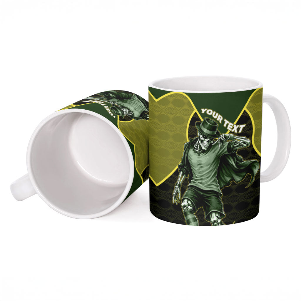 Personalized Brazil Football Ceramic Mug Gothic Skull Skeleton Mascot Flaming Soccer Ball