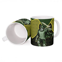 Personalized Brazil Football Ceramic Mug Gothic Skull Skeleton Mascot Flaming Soccer Ball