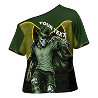 Personalized Brazil Football Cross Shoulder Shirt Gothic Skull Skeleton Mascot Flaming Soccer Ball