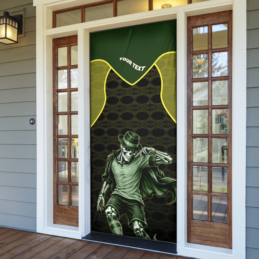 Personalized Brazil Football Door Cover Gothic Skull Skeleton Mascot Flaming Soccer Ball
