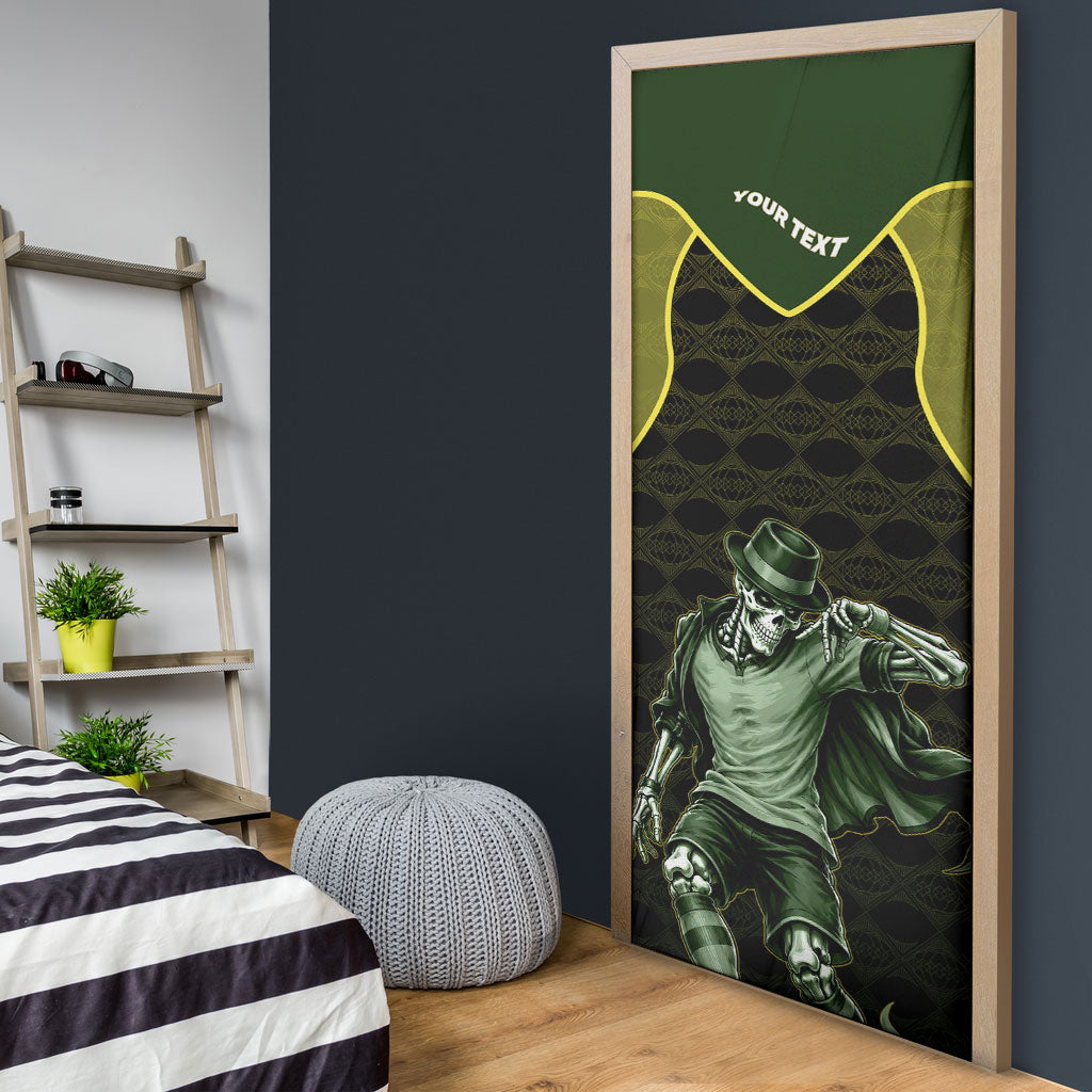 Personalized Brazil Football Door Cover Gothic Skull Skeleton Mascot Flaming Soccer Ball