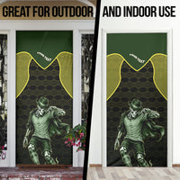 Personalized Brazil Football Door Cover Gothic Skull Skeleton Mascot Flaming Soccer Ball