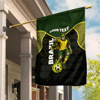 Personalized Brazil Football Garden Flag Gothic Skull Skeleton Mascot Flaming Soccer Ball