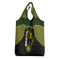 Personalized Brazil Football Grocery Bag Gothic Skull Skeleton Mascot Flaming Soccer Ball