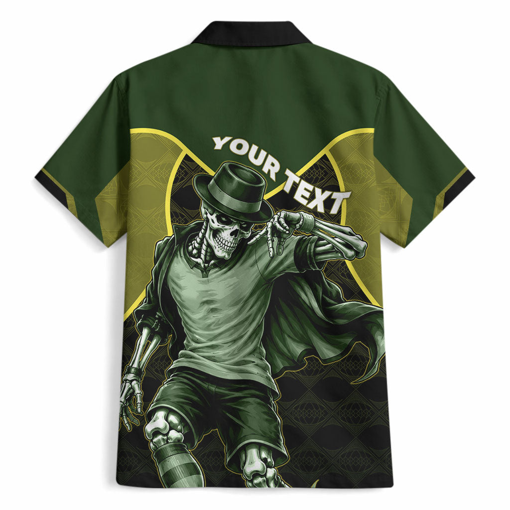 Personalized Brazil Football Hawaiian Shirt Gothic Skull Skeleton Mascot Flaming Soccer Ball