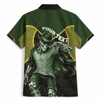 Personalized Brazil Football Hawaiian Shirt Gothic Skull Skeleton Mascot Flaming Soccer Ball