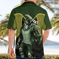 Personalized Brazil Football Hawaiian Shirt Gothic Skull Skeleton Mascot Flaming Soccer Ball