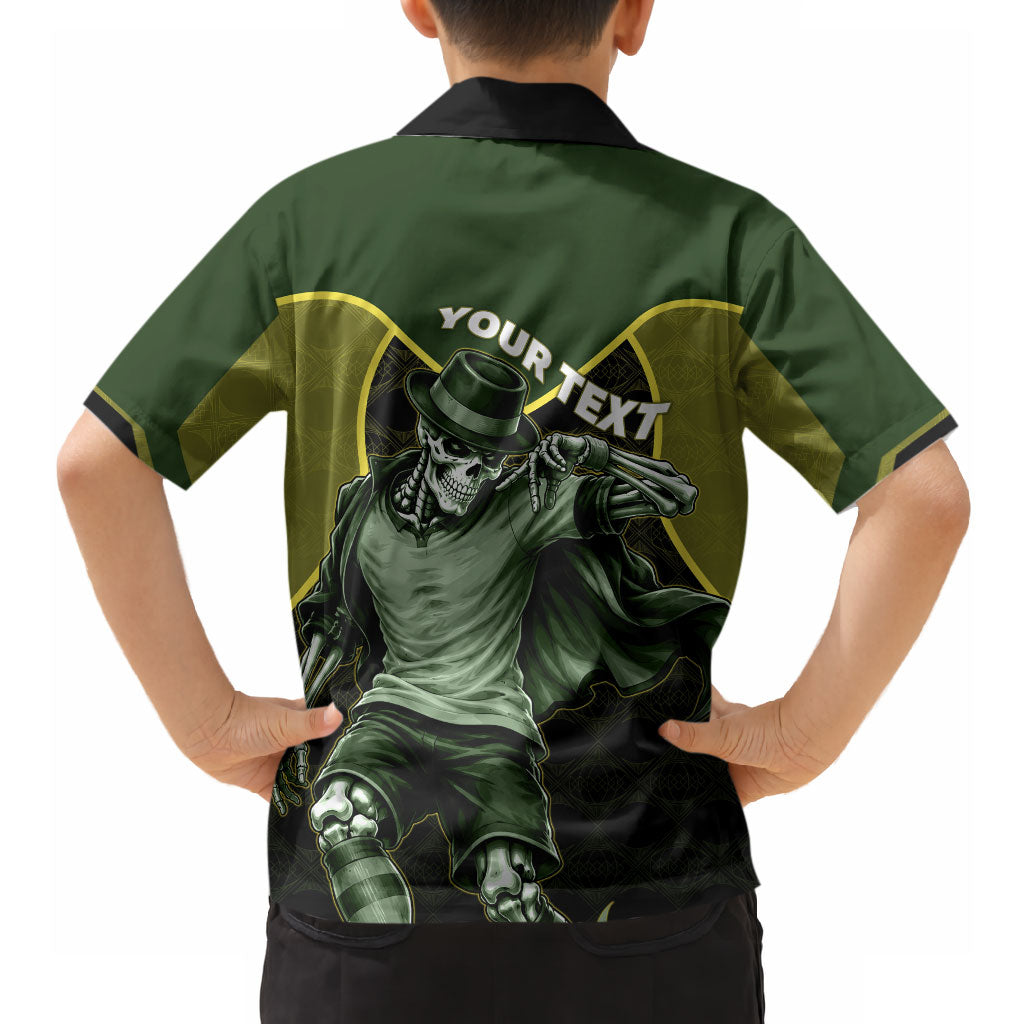 Personalized Brazil Football Hawaiian Shirt Gothic Skull Skeleton Mascot Flaming Soccer Ball