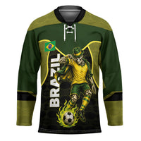 Personalized Brazil Football Hockey Jersey Gothic Skull Skeleton Mascot Flaming Soccer Ball
