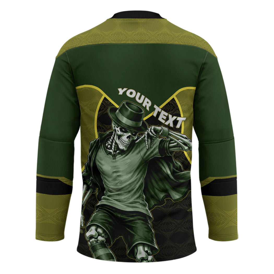 Personalized Brazil Football Hockey Jersey Gothic Skull Skeleton Mascot Flaming Soccer Ball
