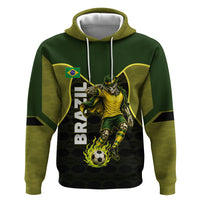 Personalized Brazil Football Hoodie Gothic Skull Skeleton Mascot Flaming Soccer Ball