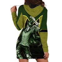 Personalized Brazil Football Hoodie Dress Gothic Skull Skeleton Mascot Flaming Soccer Ball