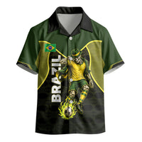 Personalized Brazil Football Kid Hawaiian Shirt Gothic Skull Skeleton Mascot Flaming Soccer Ball