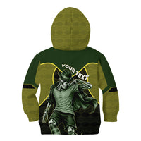 Personalized Brazil Football Kid Hoodie Gothic Skull Skeleton Mascot Flaming Soccer Ball