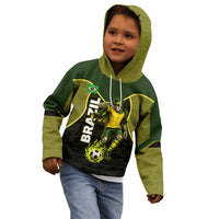 Personalized Brazil Football Kid Hoodie Gothic Skull Skeleton Mascot Flaming Soccer Ball