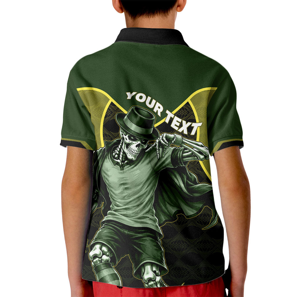 Personalized Brazil Football Kid Polo Shirt Gothic Skull Skeleton Mascot Flaming Soccer Ball