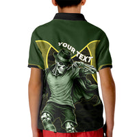 Personalized Brazil Football Kid Polo Shirt Gothic Skull Skeleton Mascot Flaming Soccer Ball