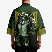 Personalized Brazil Football Kimono Gothic Skull Skeleton Mascot Flaming Soccer Ball