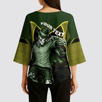 Personalized Brazil Football Kimono Sleeve Blouse Gothic Skull Skeleton Mascot Flaming Soccer Ball