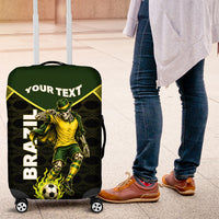 Personalized Brazil Football Luggage Cover Gothic Skull Skeleton Mascot Flaming Soccer Ball