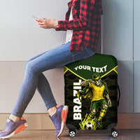Personalized Brazil Football Luggage Cover Gothic Skull Skeleton Mascot Flaming Soccer Ball