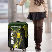 Personalized Brazil Football Luggage Cover Gothic Skull Skeleton Mascot Flaming Soccer Ball