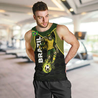 Personalized Brazil Football Men Tank Top Gothic Skull Skeleton Mascot Flaming Soccer Ball