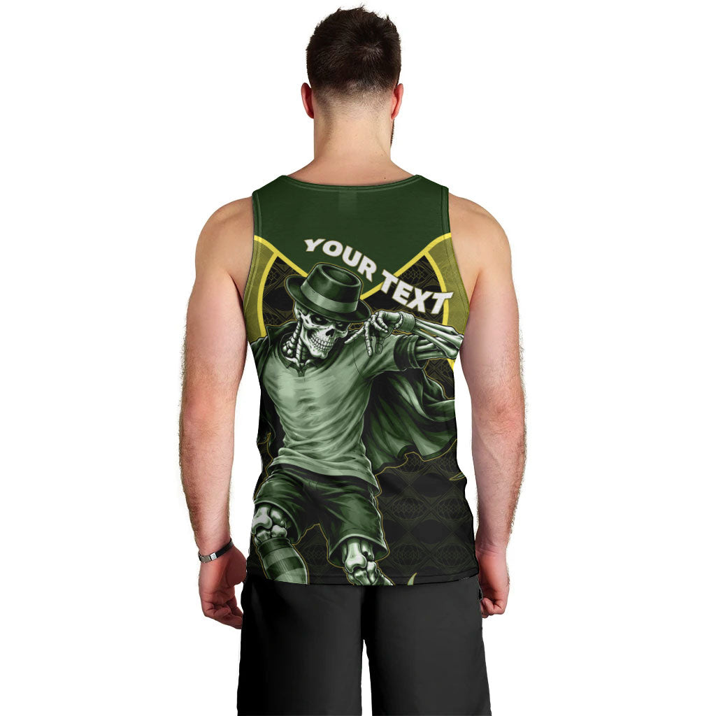 Personalized Brazil Football Men Tank Top Gothic Skull Skeleton Mascot Flaming Soccer Ball