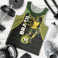 Personalized Brazil Football Men Tank Top Gothic Skull Skeleton Mascot Flaming Soccer Ball