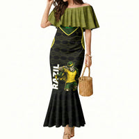Personalized Brazil Football Mermaid Dress Gothic Skull Skeleton Mascot Flaming Soccer Ball