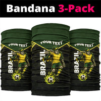 Personalized Brazil Football Neck Gaiter Gothic Skull Skeleton Mascot Flaming Soccer Ball